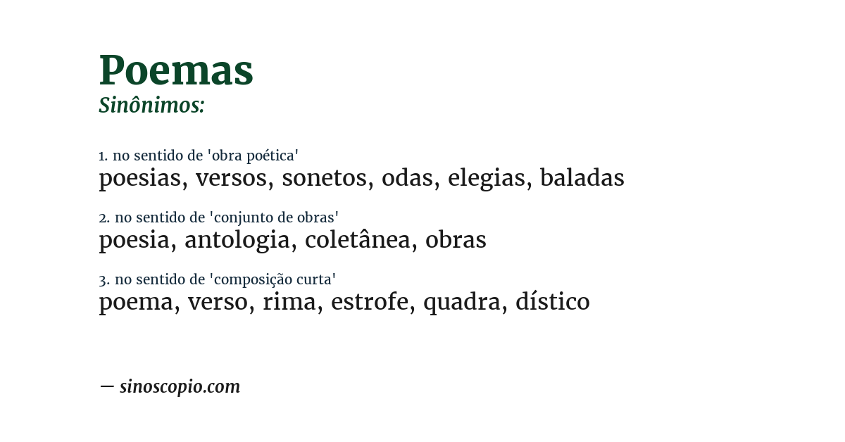 Sinônimo de poemas