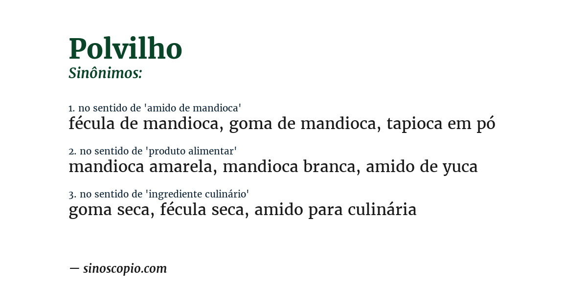 Sinônimo de polvilho