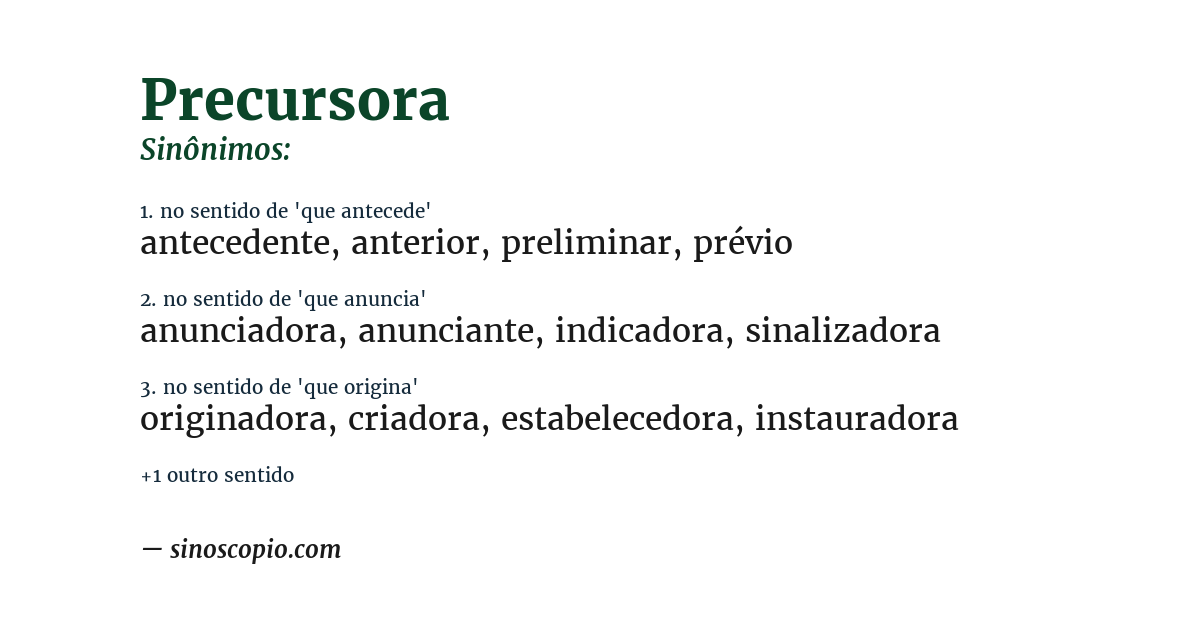Sinônimo de precursora
