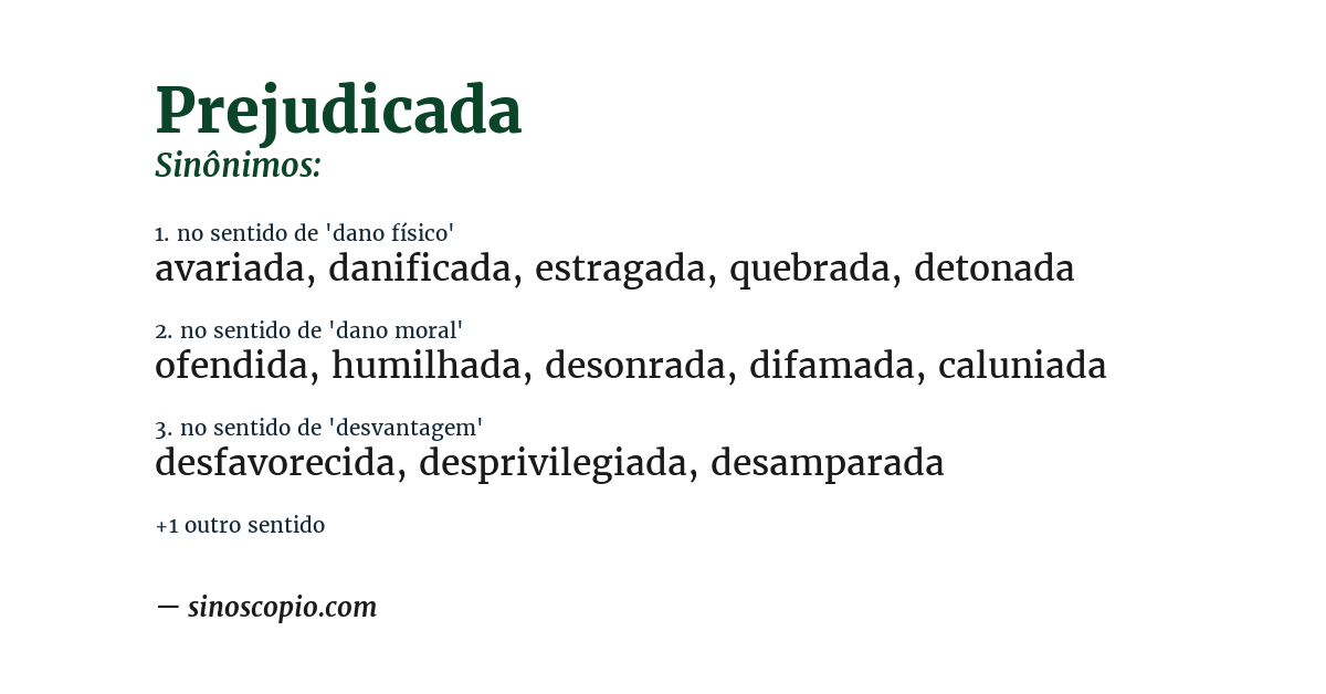 Sinônimo de prejudicada