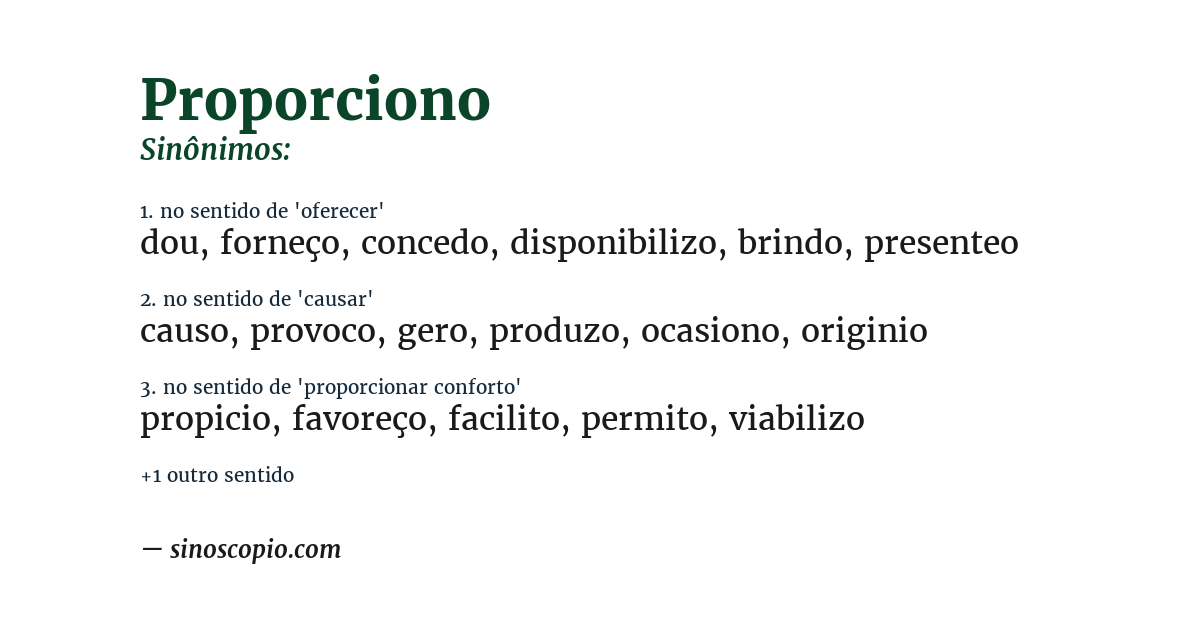 Sinônimo de proporciono