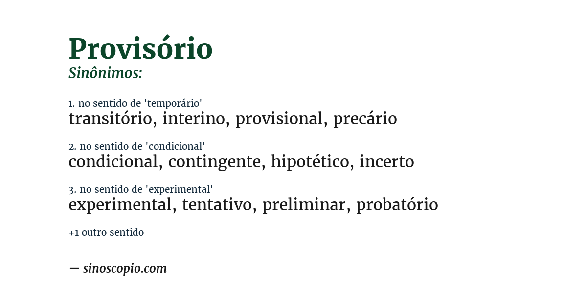 Sinônimo de provisório