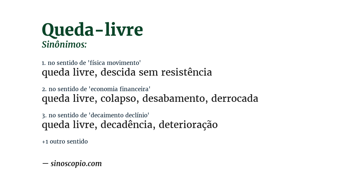 Sinônimo de queda-livre