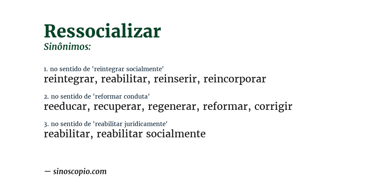 Sinônimo de ressocializar