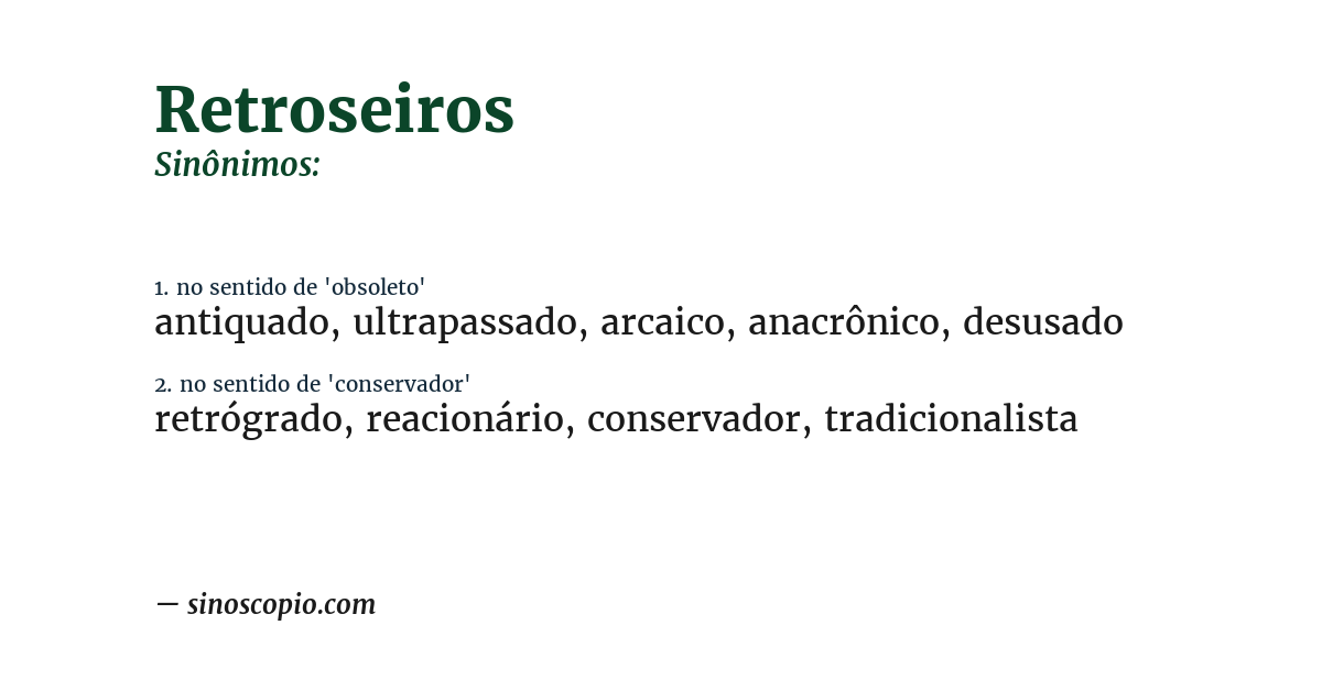 Sinônimo de retroseiros