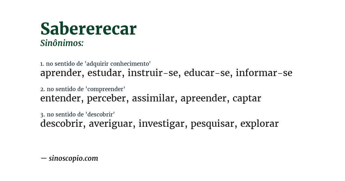 Sinônimo de sabererecar
