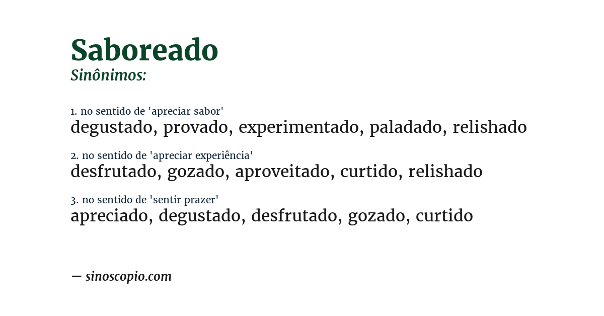 Sinônimo de saboreado