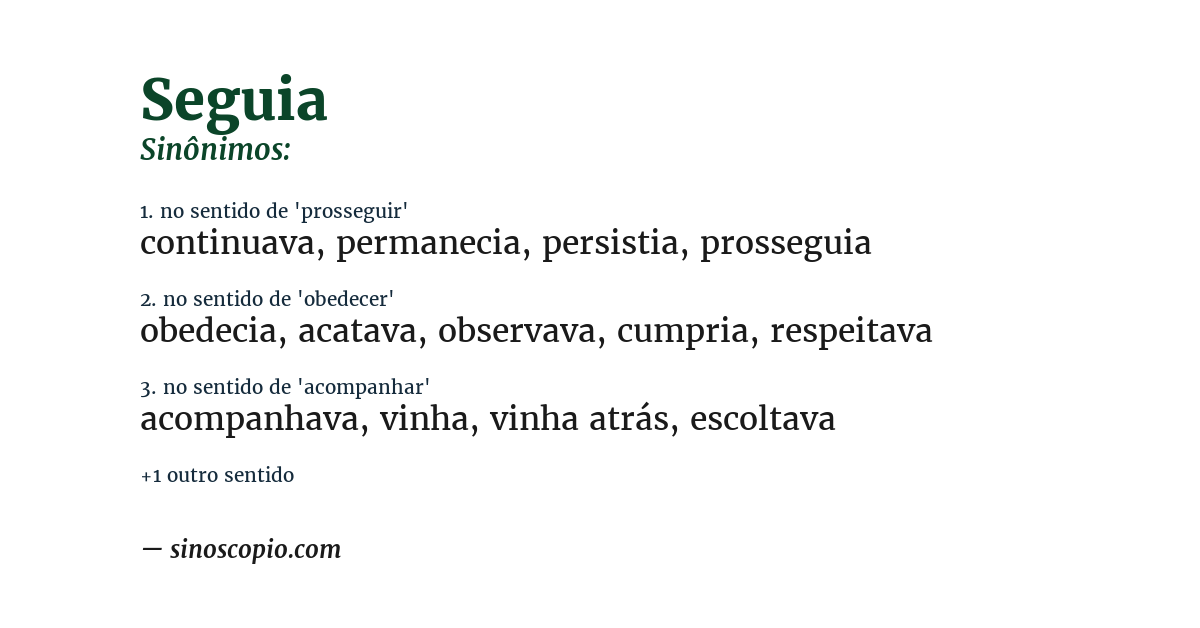 Sinônimo de seguia