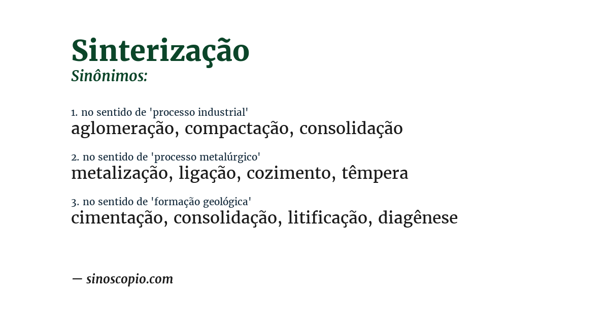 Sinônimo de sinterização
