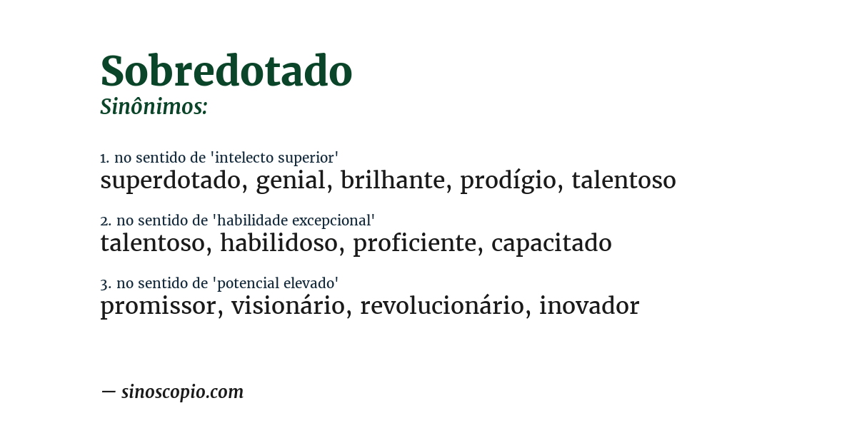 Sinônimo de sobredotado