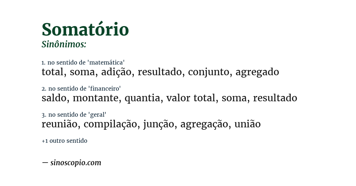 Sinônimo de somatório