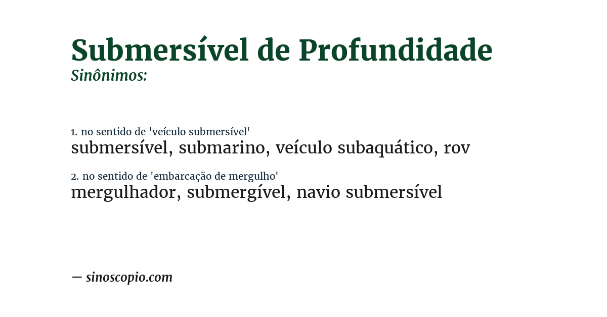 Sinônimo de submersível de profundidade