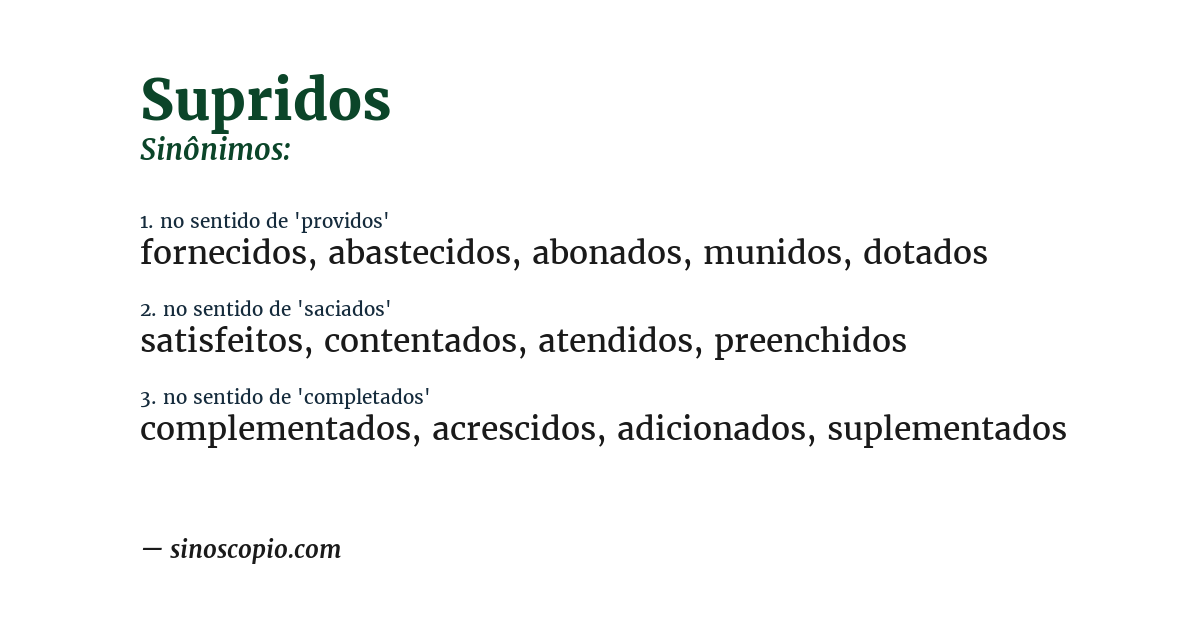 Sinônimo de supridos