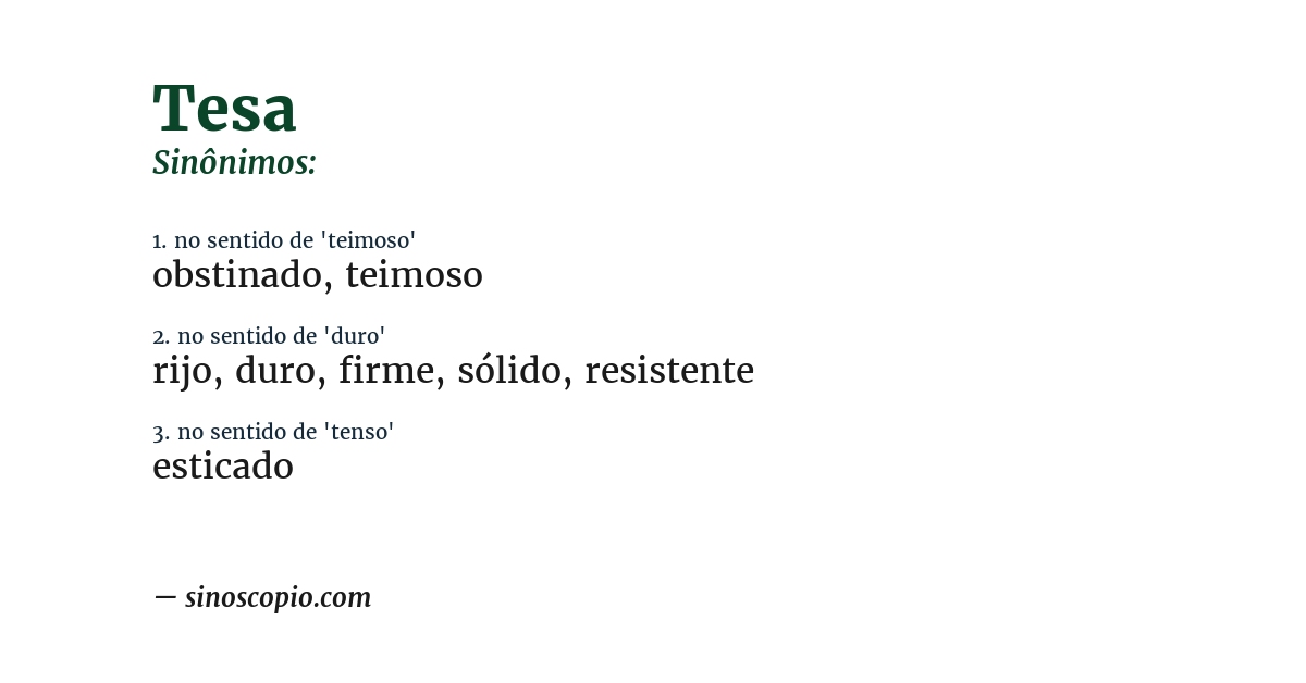 Sinônimo de tesa