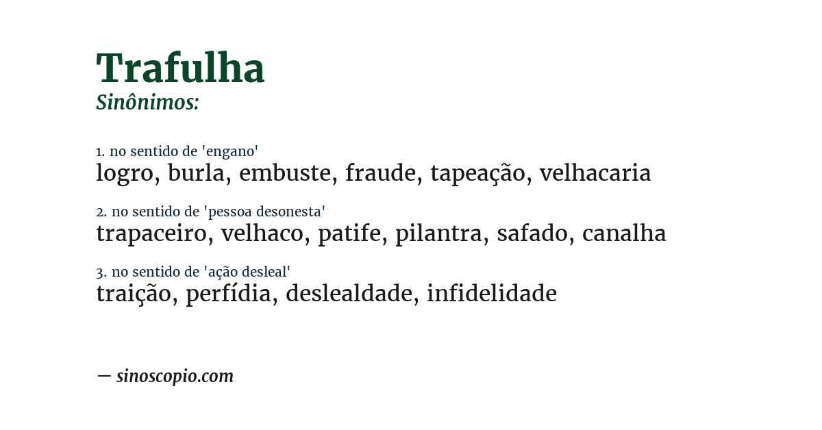 Sinônimo de trafulha