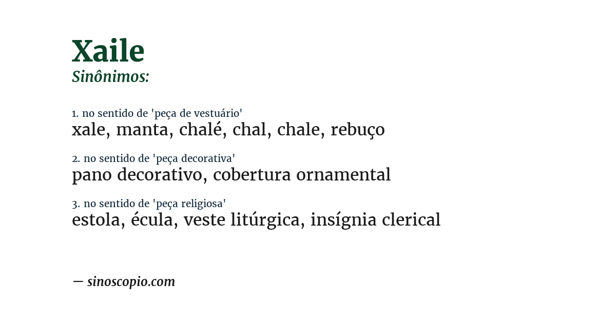 Sinônimo de xaile