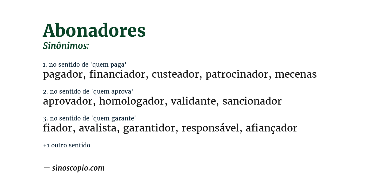Sinônimo de abonadores