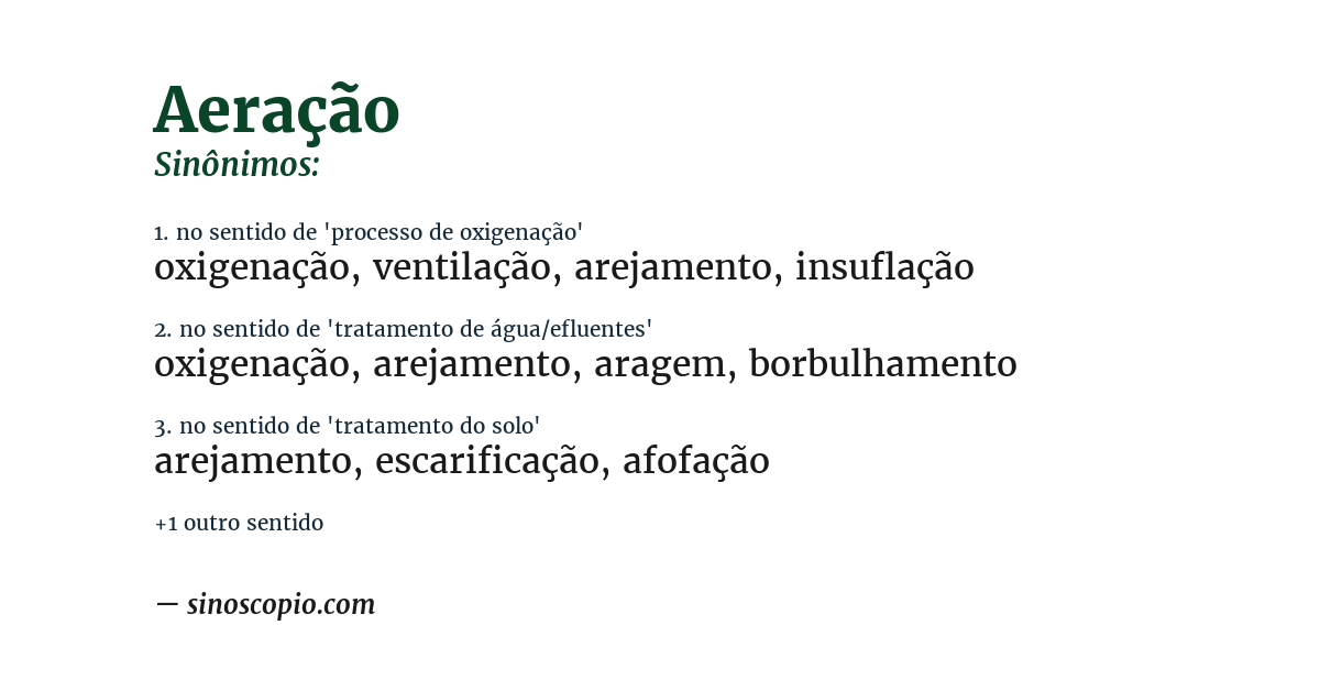 Sinônimo de aeração