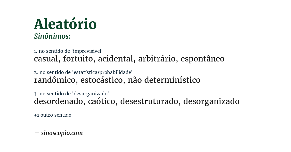 Sinônimo de aleatório
