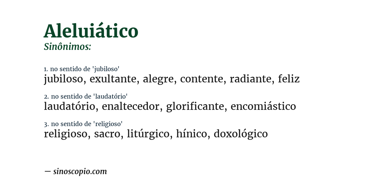 Sinônimo de aleluiático
