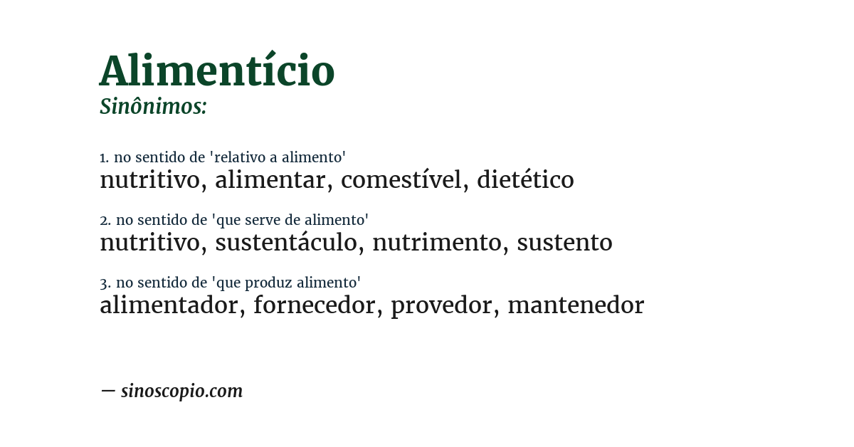 Sinônimo de alimentício