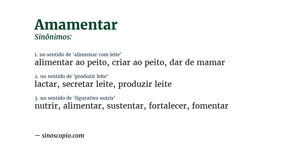 Sinônimo de amamentar