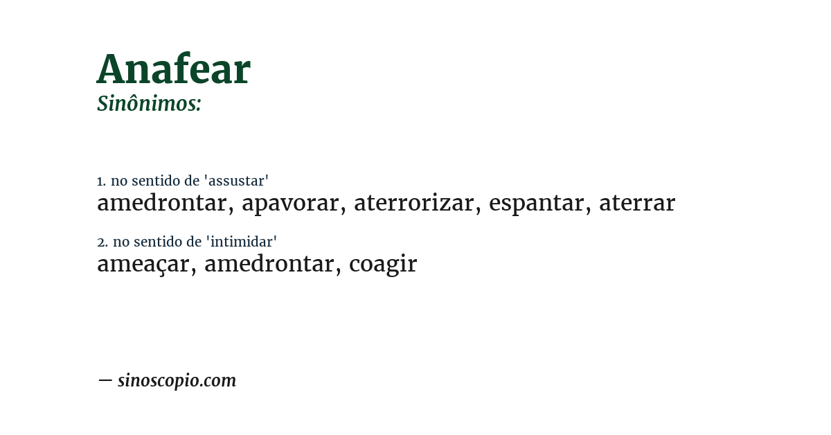Sinônimo de anafear