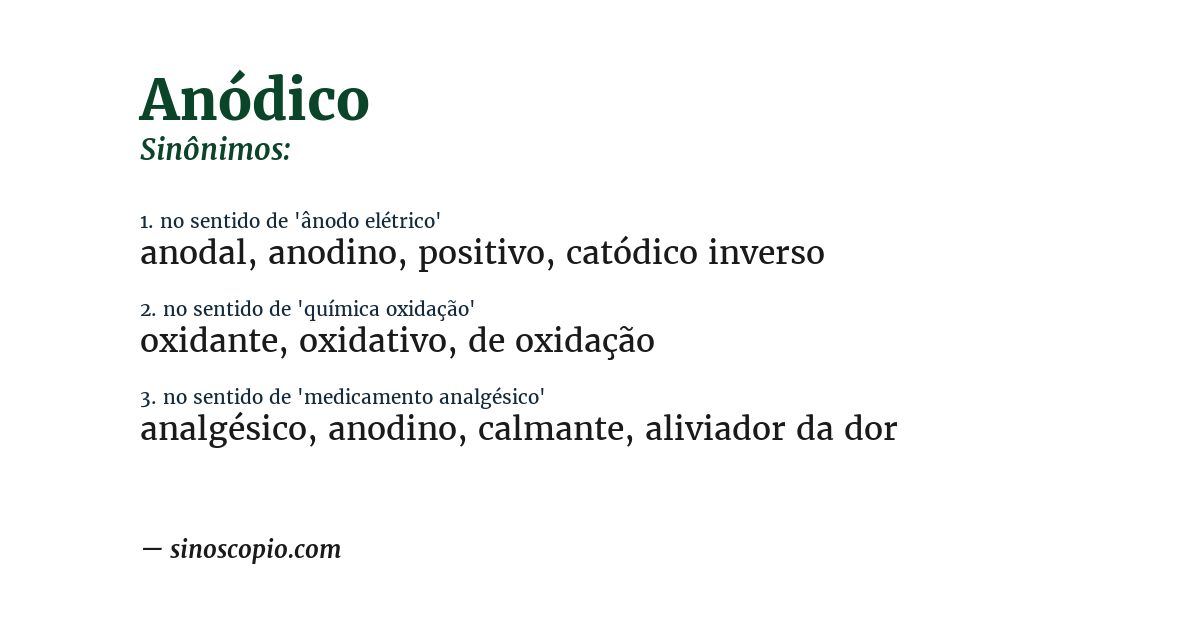 Sinônimo de anódico