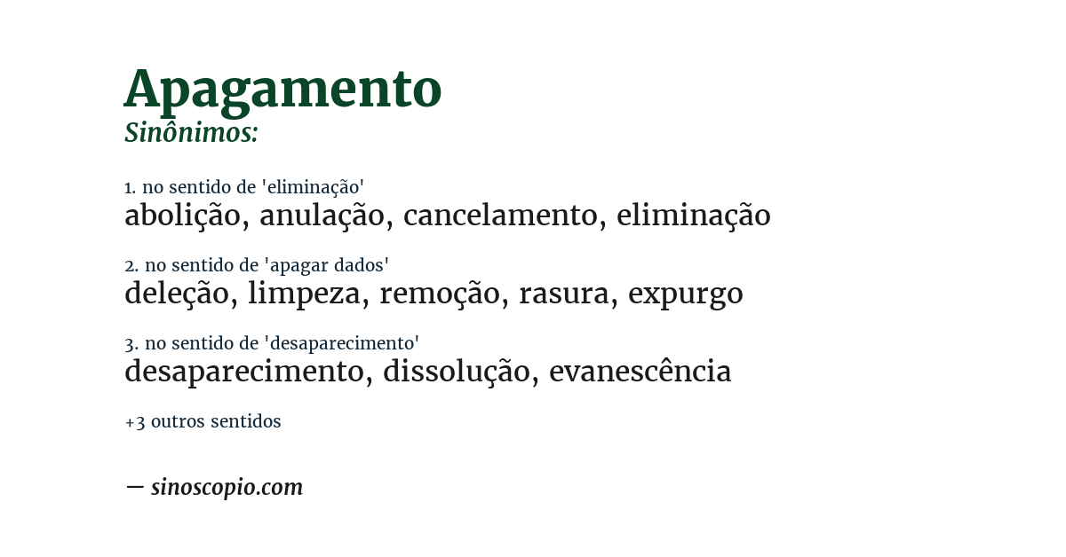 Sinônimo de apagamento