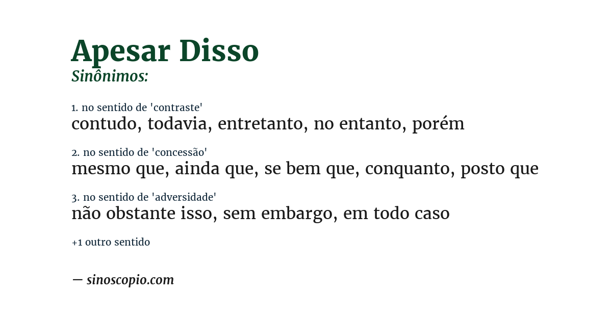 Sinônimo de apesar disso