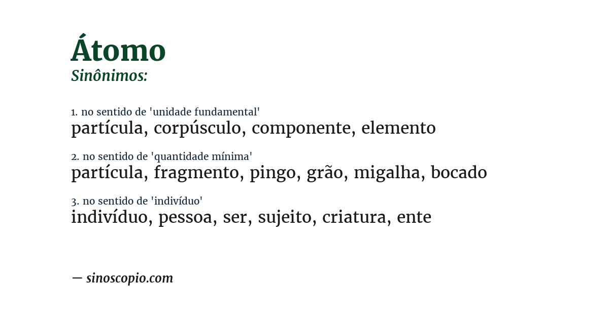 Sinônimo de átomo
