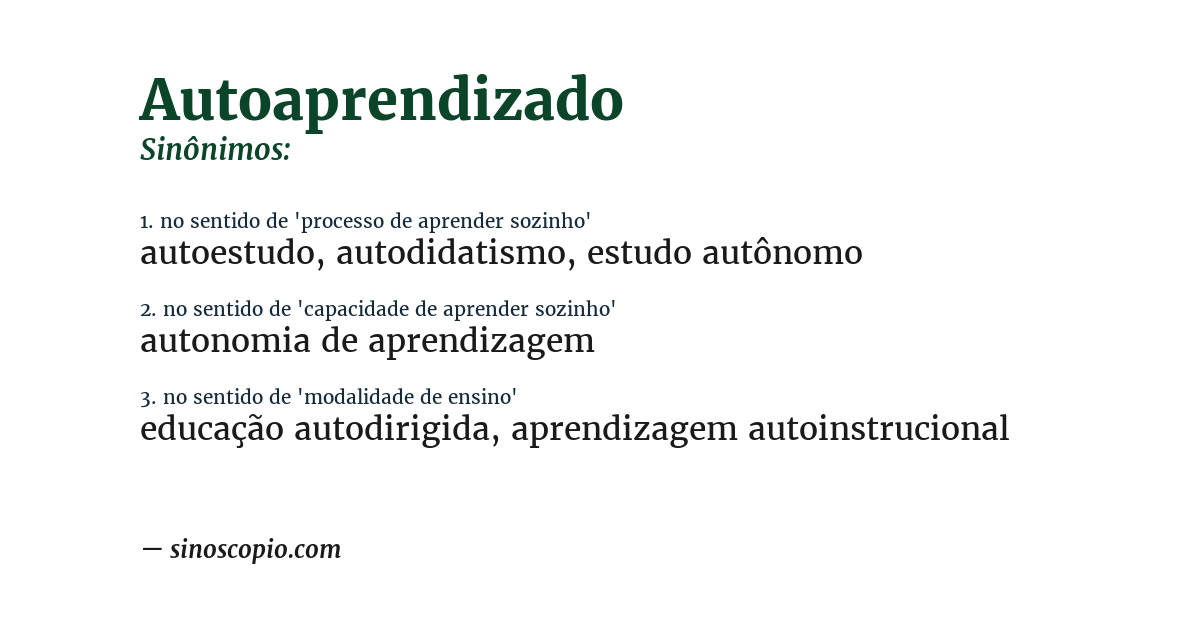 Sinônimo de autoaprendizado