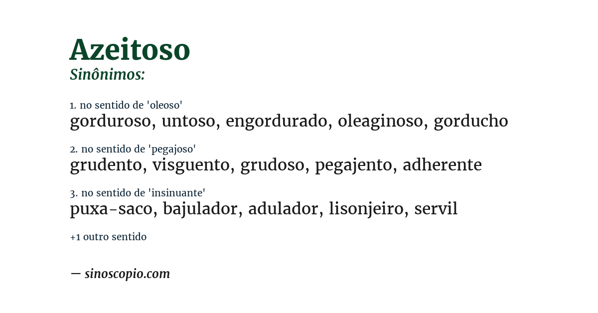 Sinônimo de azeitoso