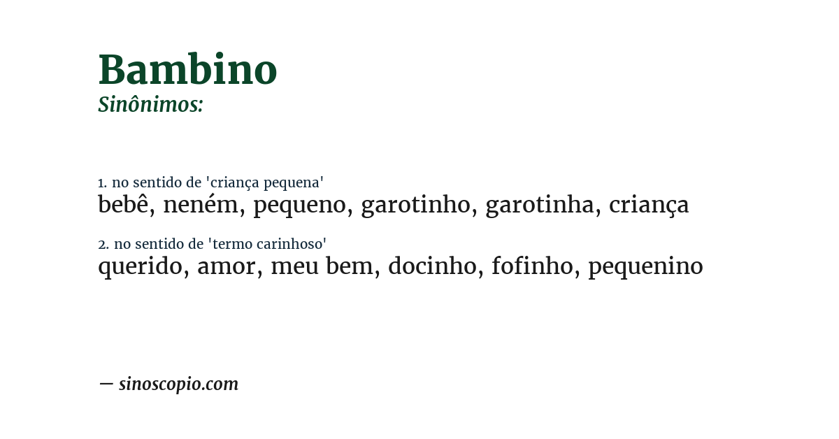 Sinônimo de bambino
