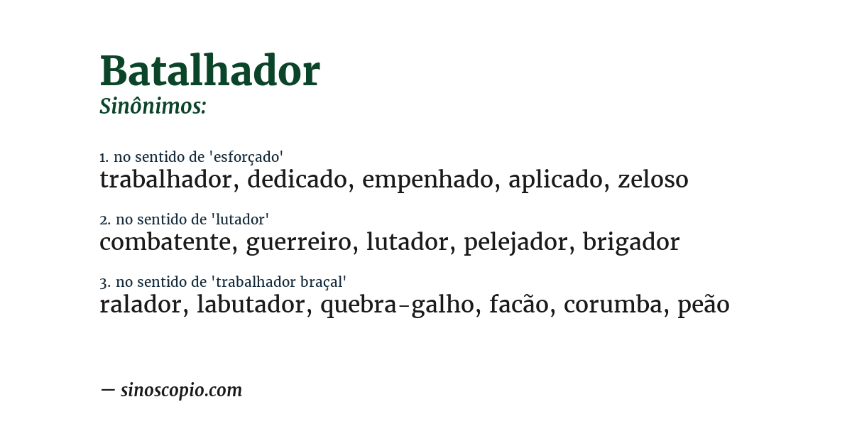 Sinônimo de batalhador