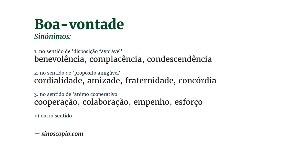 Sinônimo de boa-vontade