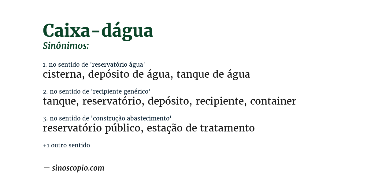 Sinônimo de caixa-dágua