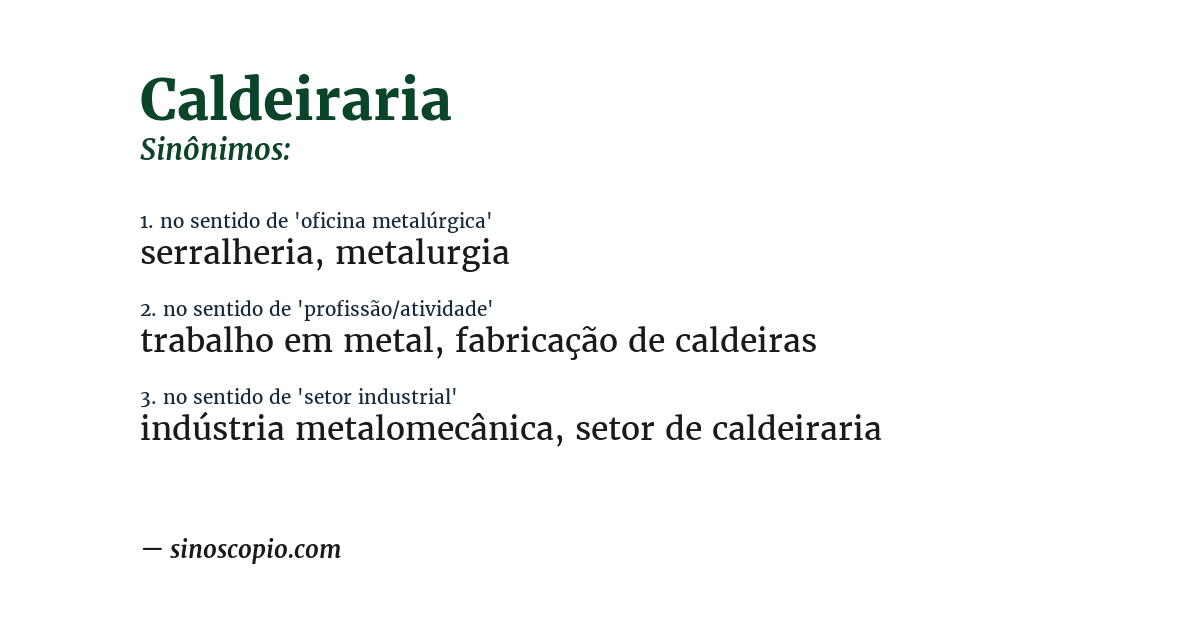 Sinônimo de caldeiraria