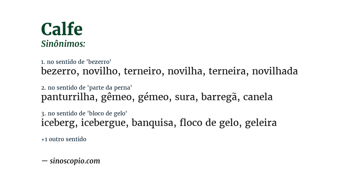 Sinônimo de calfe