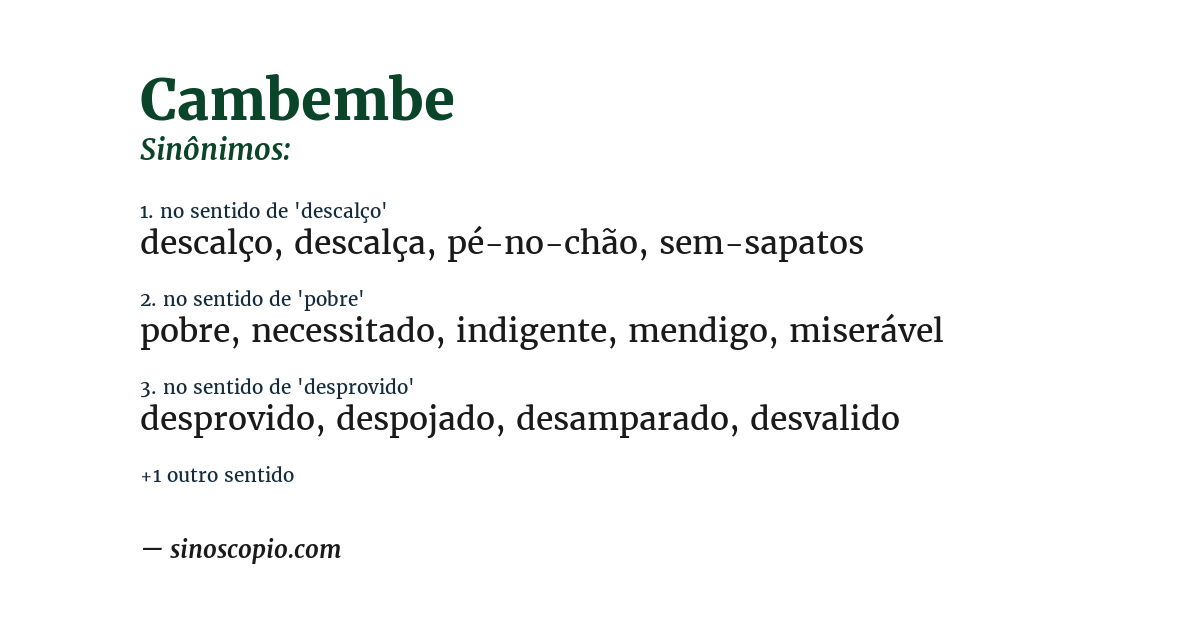 Sinônimo de cambembe
