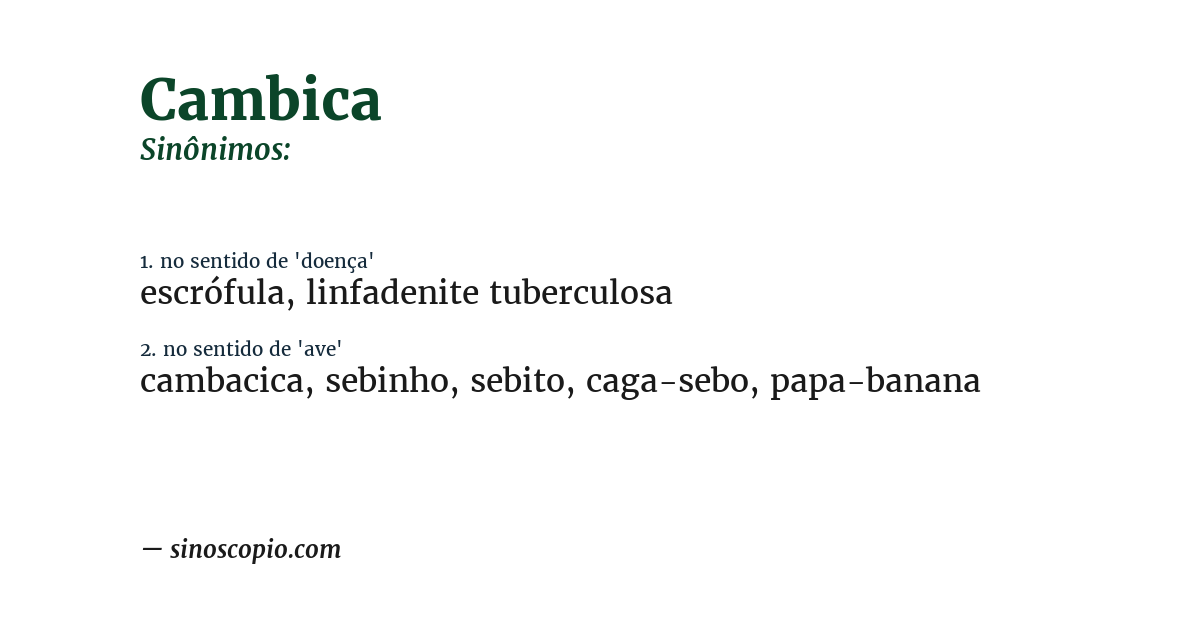Sinônimo de cambica