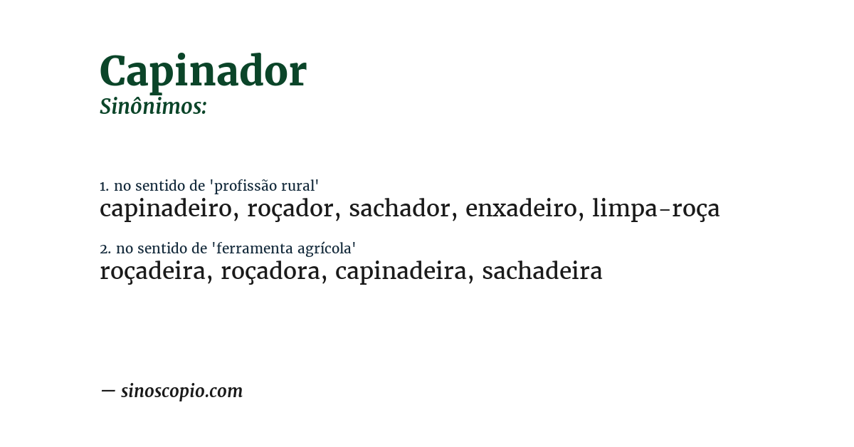 Sinônimo de capinador