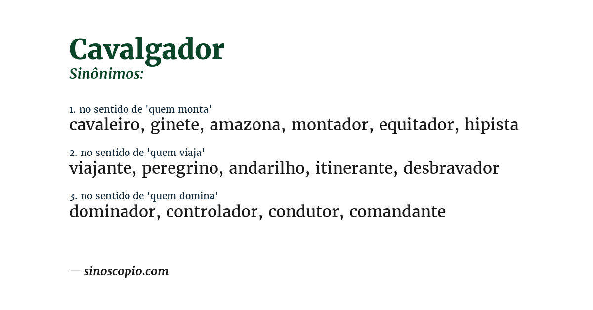Sinônimo de cavalgador