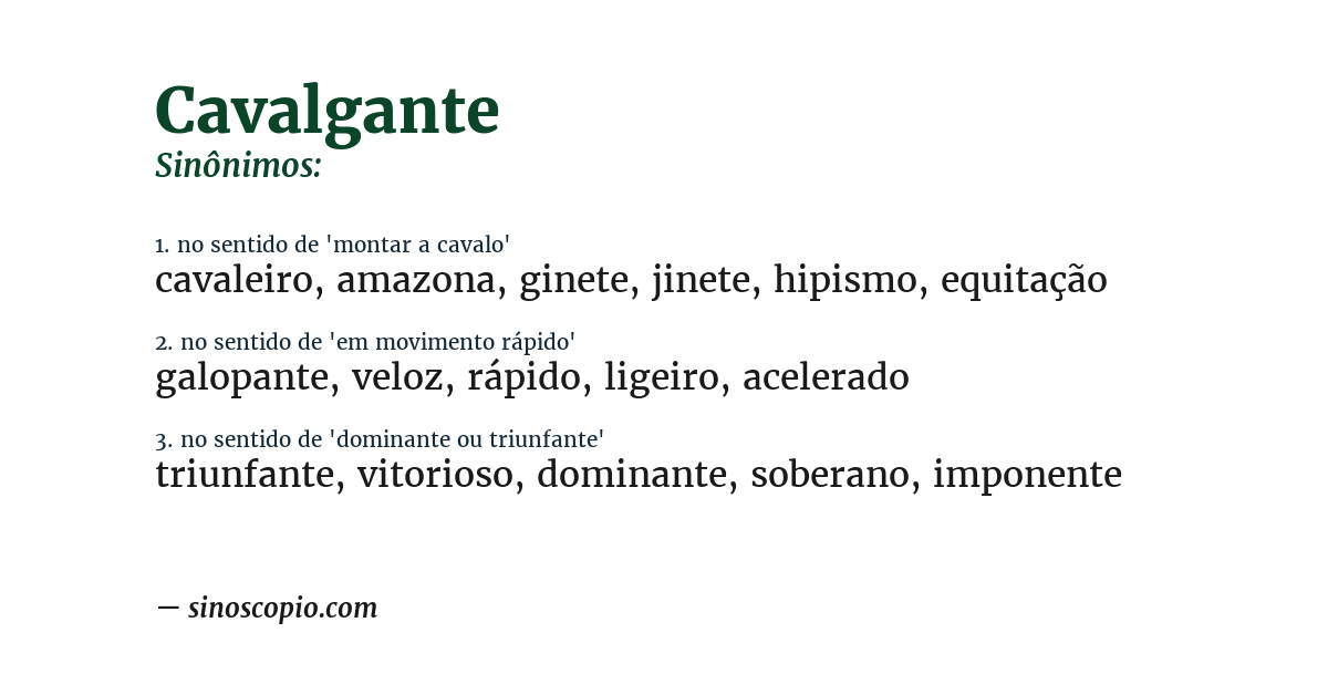 Sinônimo de cavalgante