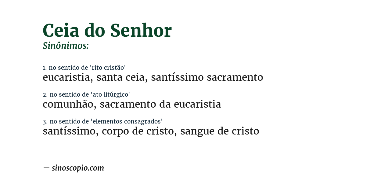Sinônimo de ceia do senhor