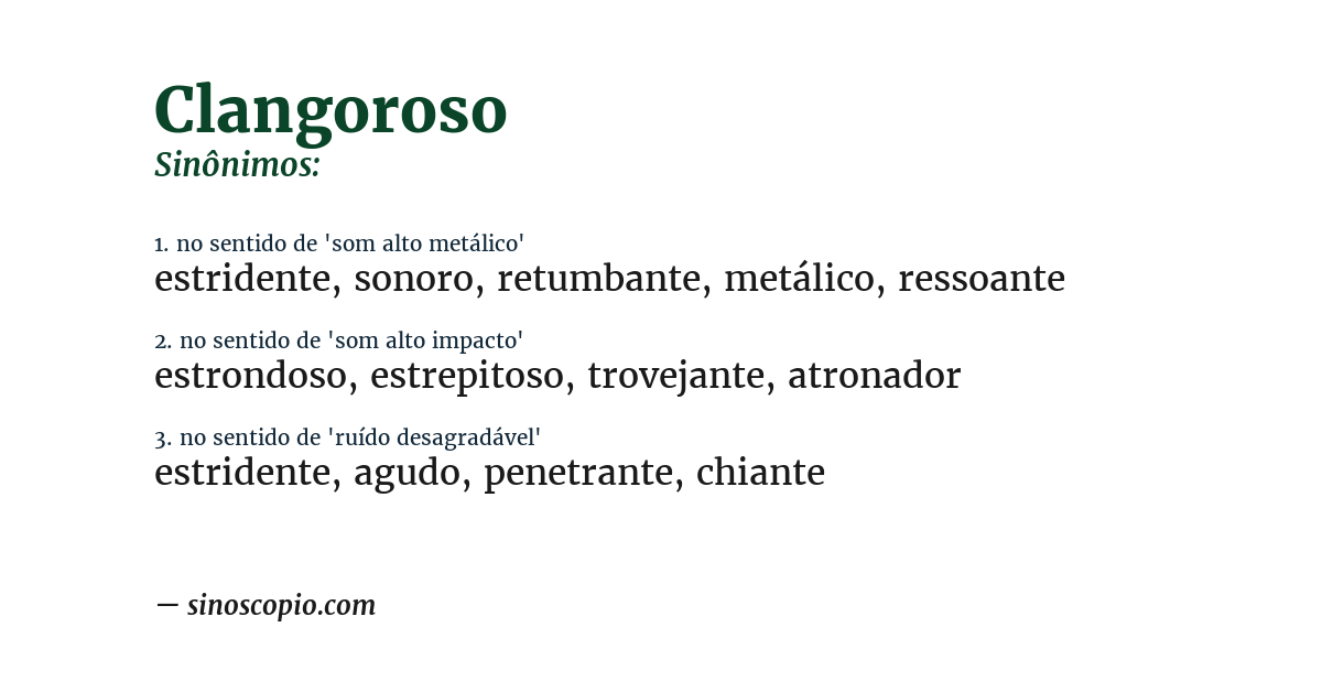 Sinônimo de clangoroso