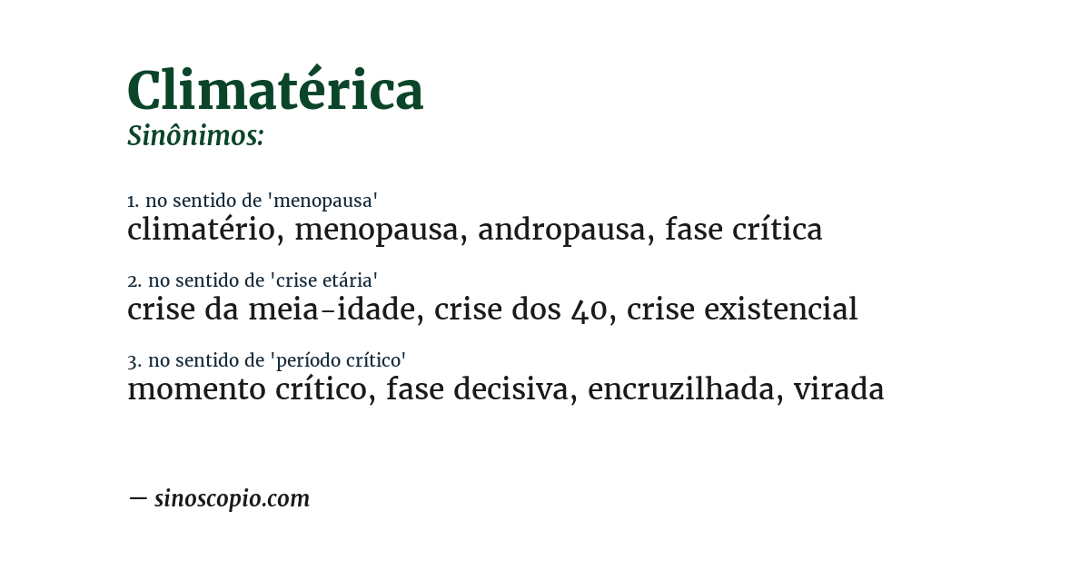 Sinônimo de climatérica