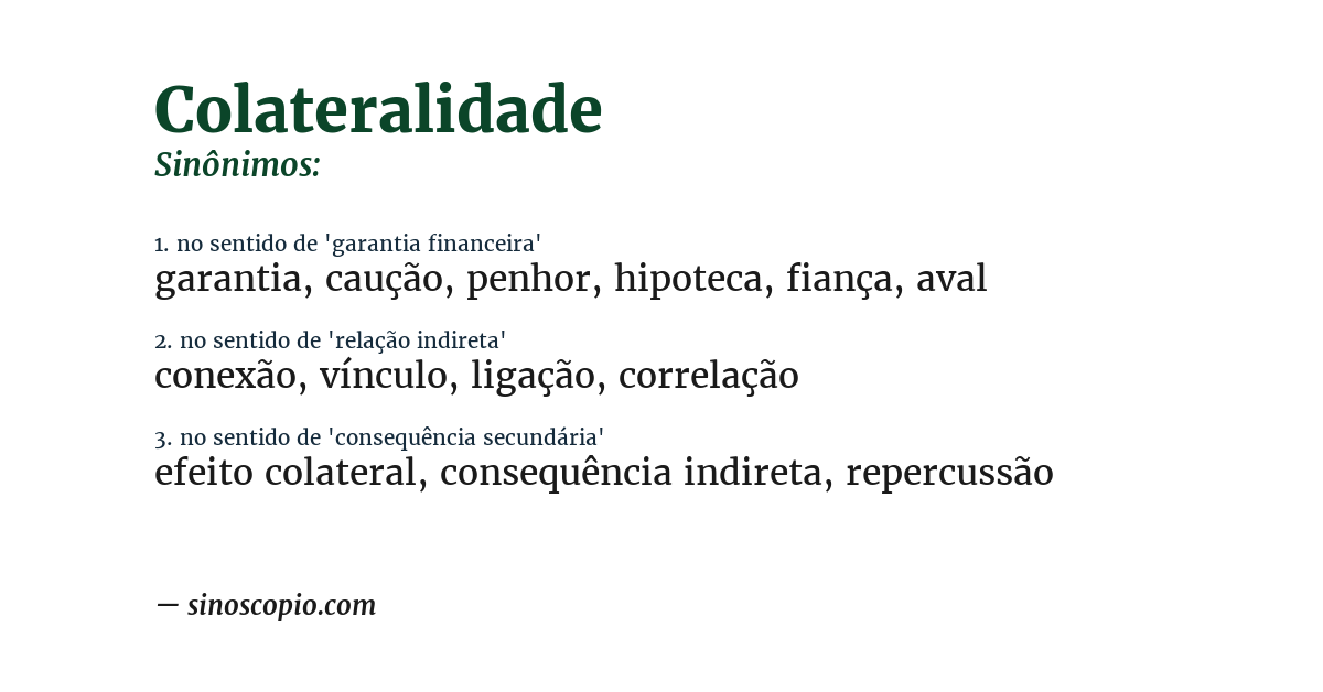 Sinônimo de colateralidade