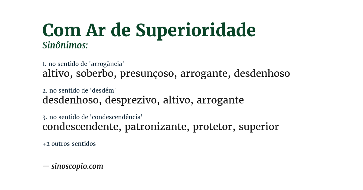 Sinônimo de com ar de superioridade