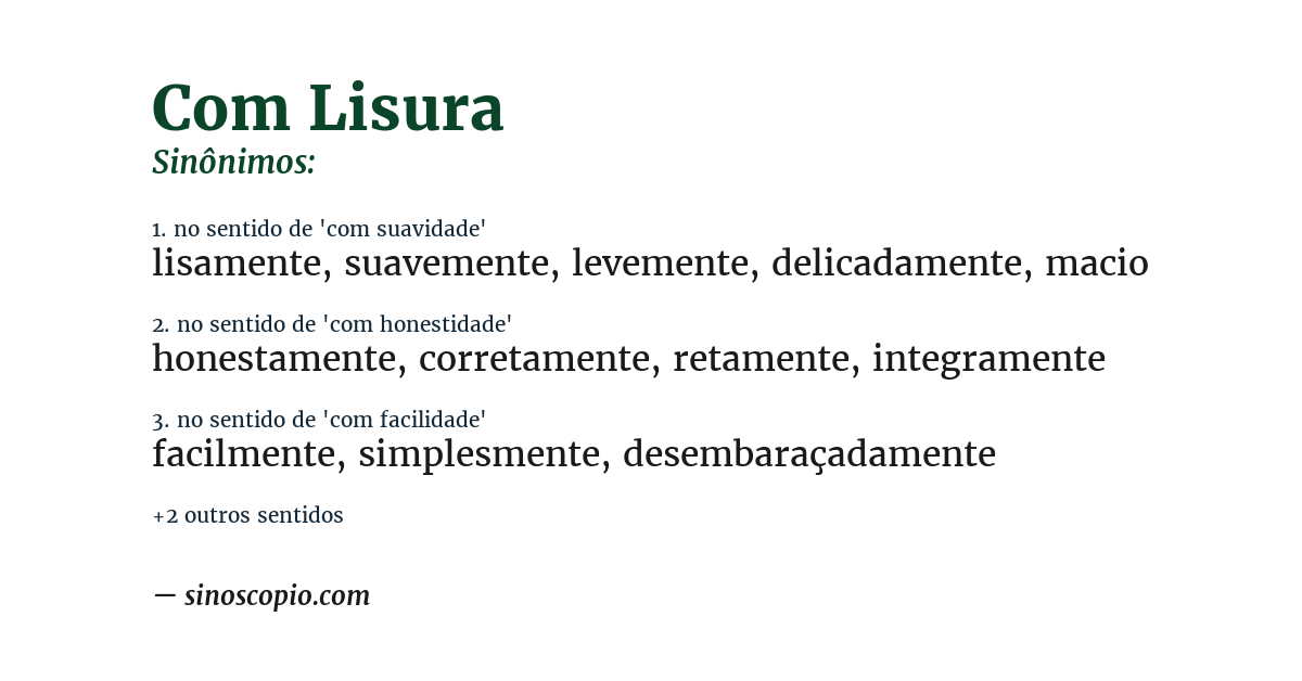 Sinônimo de com lisura